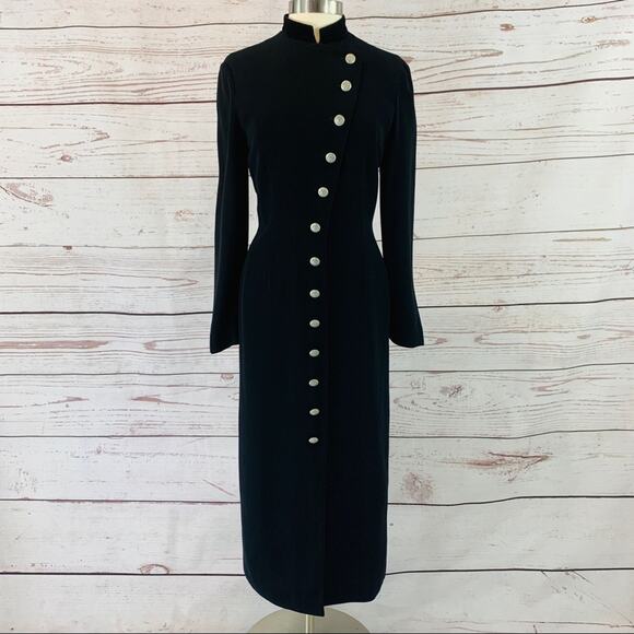 Plaza South vintage long black military style silv - Picture 1 of 10